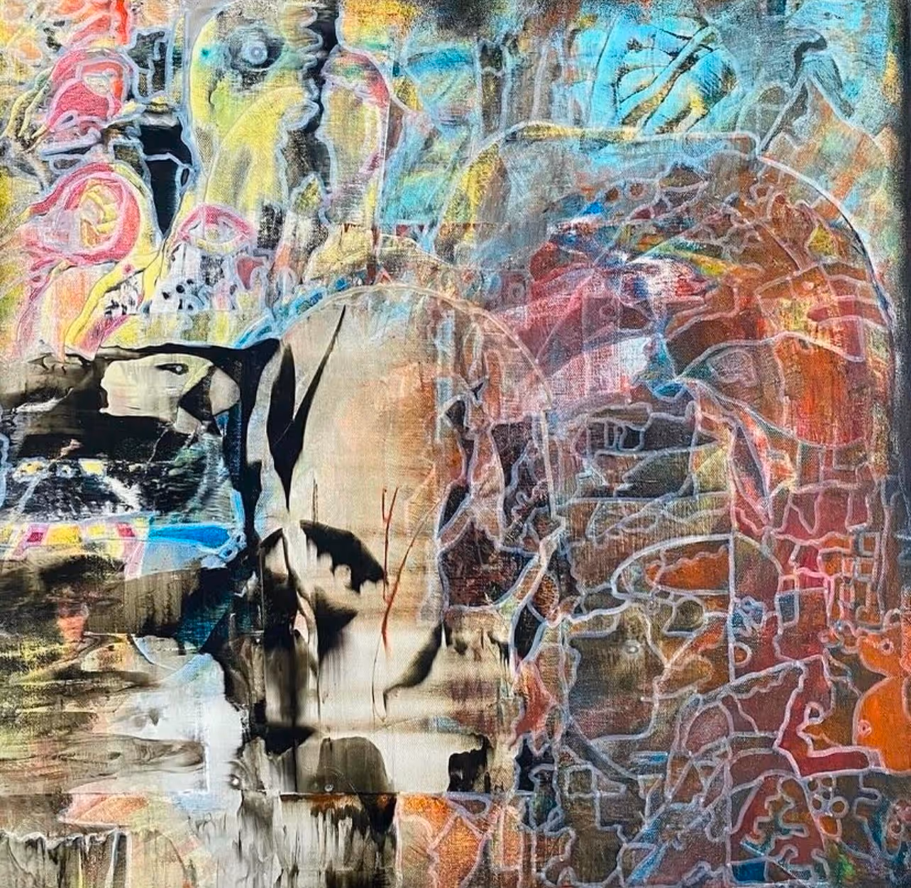 Abstraktes Acrylgemälde in Spachteltechnik, Werk 5