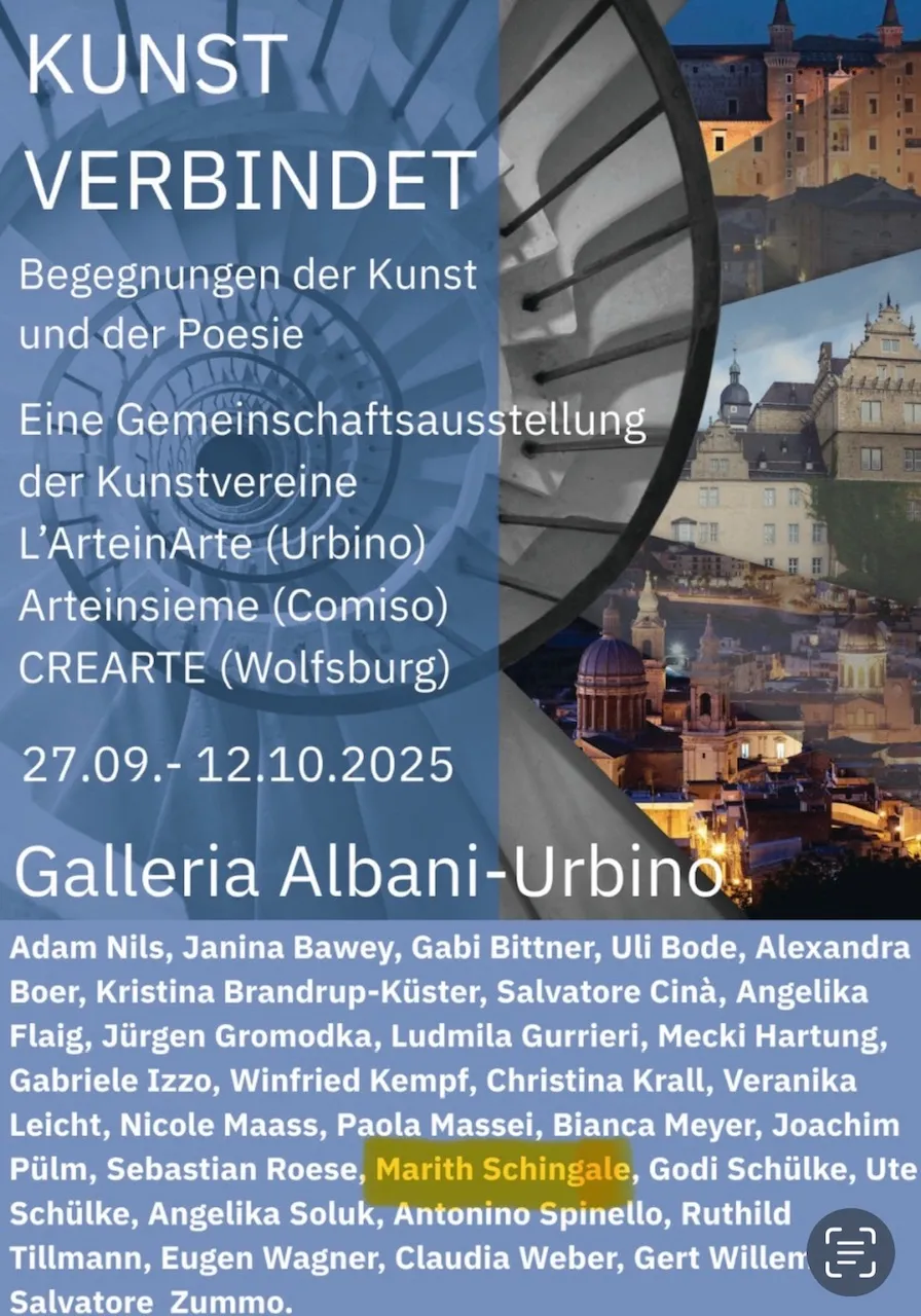 Plakat: L'Arte Unisce — Kunst verbindet